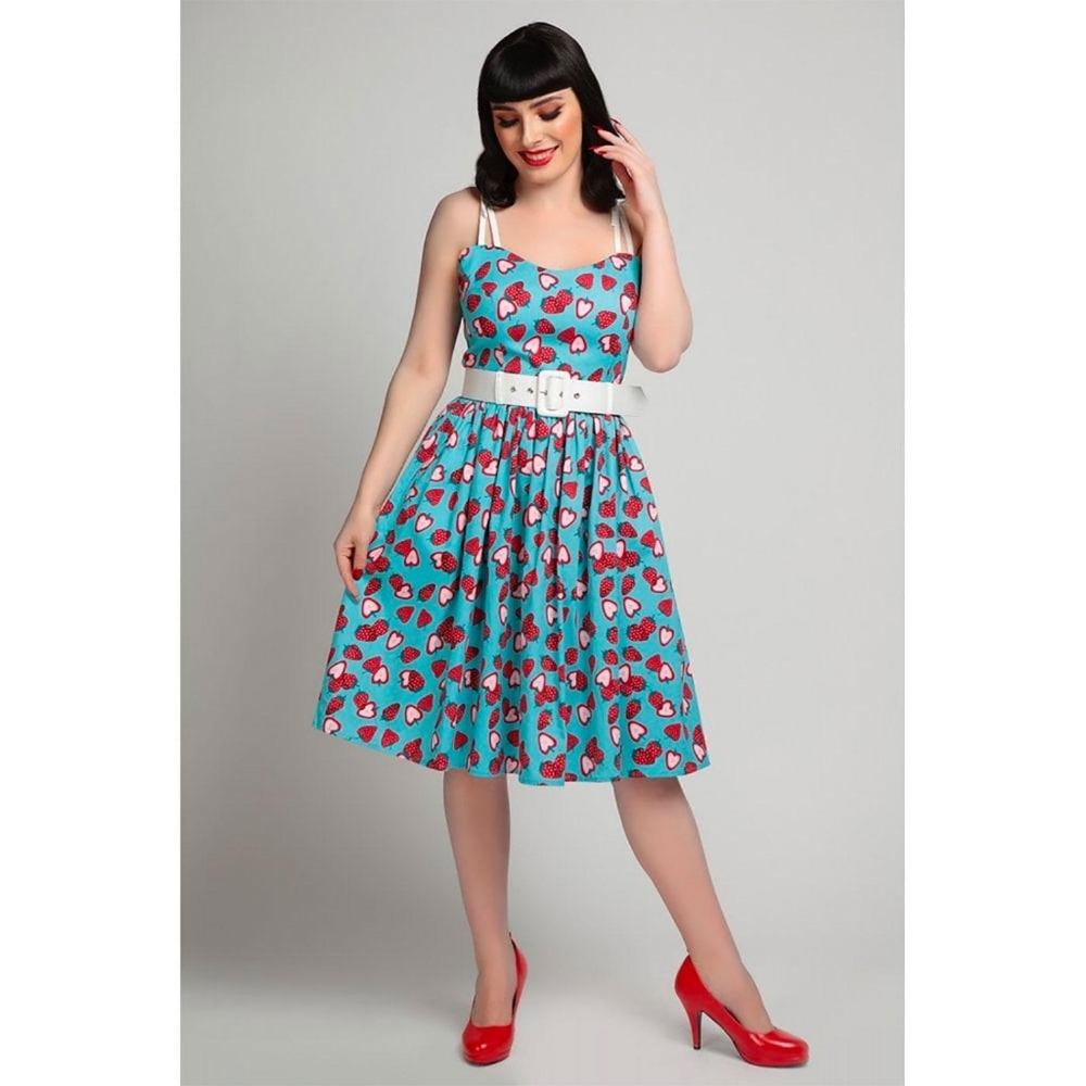 Collectif strawberry dress NWOT M